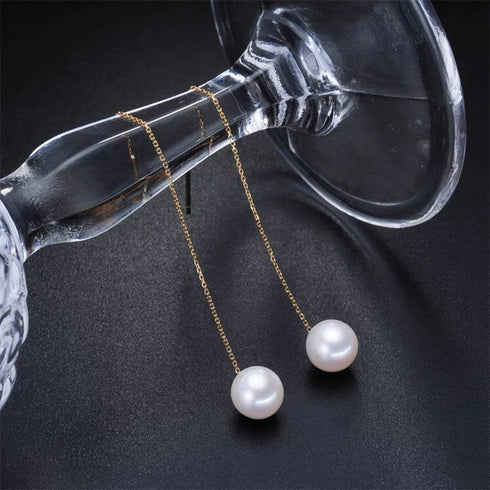 Grace Pearl Drop Ear Threaders -18K Gold